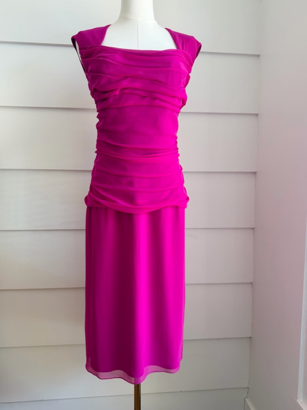 Tadashi Shoji Magenta Pint Draped Dress size 12